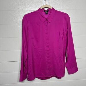 Express Portofino Blouse – Fuchsia Pink, Long Sleeve, Size M (Conscious Edit)